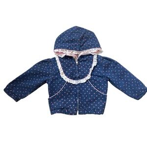 Vintage Tiny Tots Original Baby Jacket 12M Blue Floral Lace Trim Cottagecore